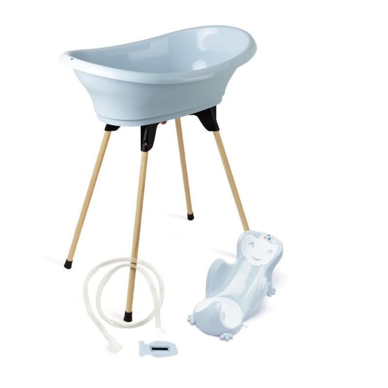 Pack Baignoire THERMOBABY VASCO 5 en 1 - Fleur Bleue, Fabriqué en France