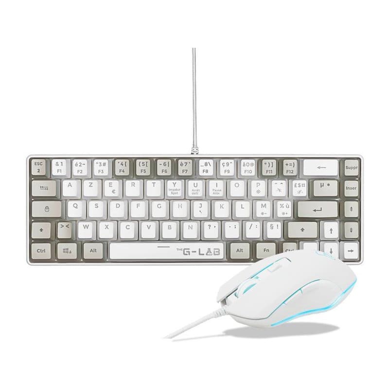Pack Gaming Combo Hydrogen - Clavier AZERTY et Souris Filaire Blanc/Gris