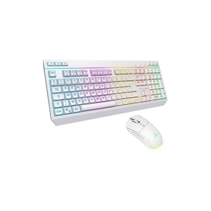 Pack Gamer Sans Fil THE G-LAB Combo Tungsten EX - Clavier et Souris Blanc