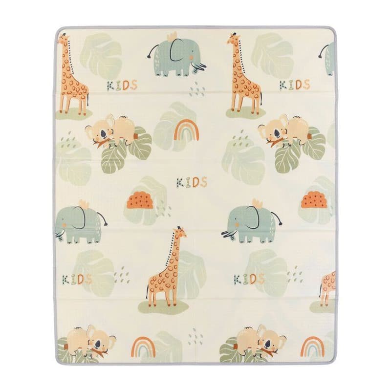 Maxi Tapis d'Éveil Réversible TINEO - 150 x 180 cm avec Animaux et Circuit de Voiture