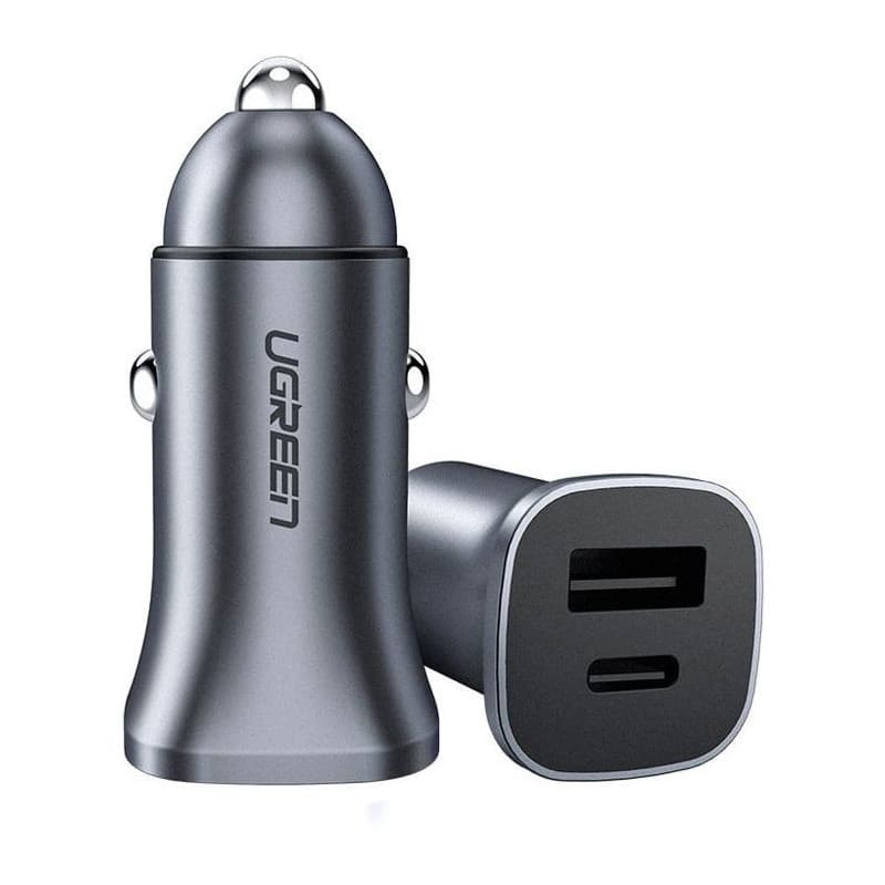 Chargeur de voiture UGREEN 30W avec USB-C et USB-A - Gris