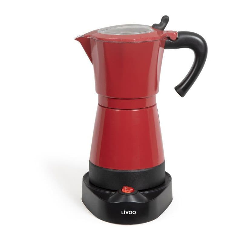 Cafetière italienne électrique LIVOO - 6 tasses - Rouge et Noir