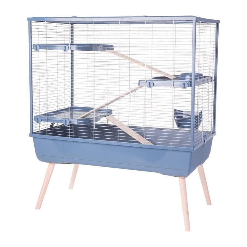 Cage surélevée pour lapin ZOLUX Néolife - 3 étages, bleu, 99 x 54 x 114 cm