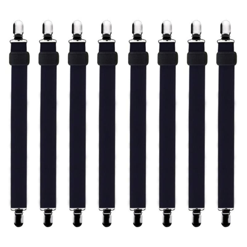 Bedecor -8Pcs (30cm à 120cm) Tendeur Drap Housse Lit Drap Réglable,Tendeurs de Maintien,Convient à Tous Lits et Matelas,Noir