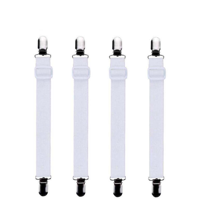 Bedecor -4Pcs (60cm à 200cm) Tendeur Drap Housse Lit Drap Réglable,Tendeurs de Maintien,Convient à Tous Lits et Matelas,Blanc