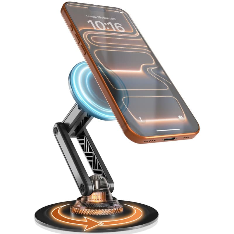 COOPER Mag360, Support de téléphone magnétique Compatible MagSafe, Rotation 360°, Support de Bureau pour iPhone 17/16/15/14/13/1
