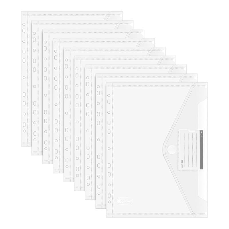 Agoer Lot de 48 Pochettes Plastique A4, Chemise Plastique Porte-documents avec Fermeture Auto-Agrippante, Pochettes Plastiques P