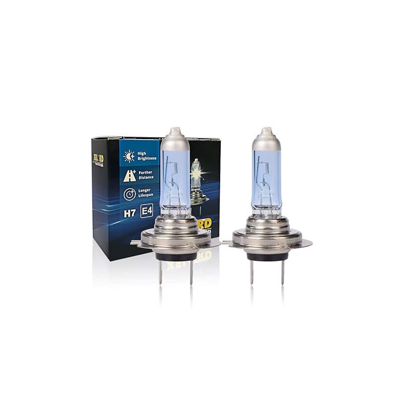 XELORD H7 55W 12V Ampoules Pour Phares De Voiture,Feux De Route/Croisement de Remplacement,Certification E-Mark (2 pièces)