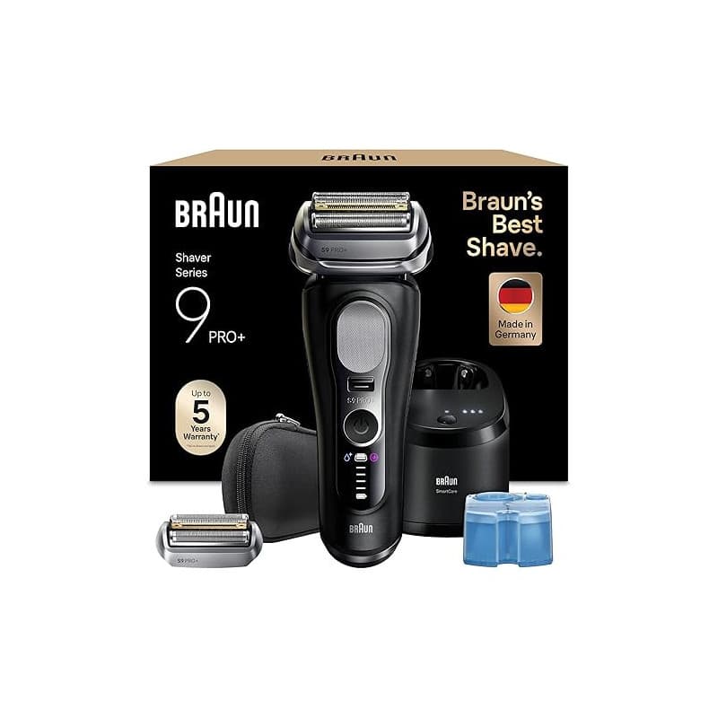 Braun Rasoir Electrique Homme Series 9+ PRO 9660CCPS Noir, Etanche, Lames De Précision Ultra-Fines Et Tondeuse Pro Trimmer Pour
