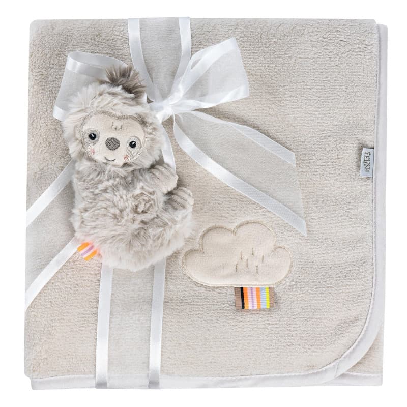 Fehn Couverture Douillette avec Paresseux, pour Bébés et Tout-Petits dès 0 Mois, Tapis d'Éveil, Doudou ou Plaid pour Les Câlins