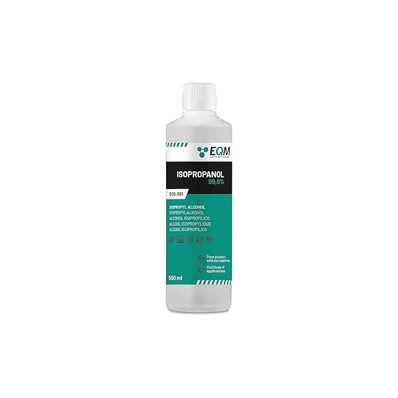 EQM - ECO-301 - Alcool Isopropylique Pur à 99,9% - 500 ML - Nettoyage de composants électroniques, objectifs et écrans - Nettoya