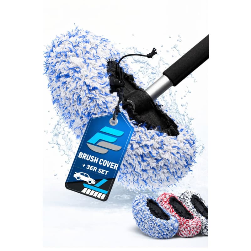 FS Lot de 3 housses de brosse de lavage – 3 × Housse en microfibre pour brosses de lavage de voiture – Lavables, réutilisables,