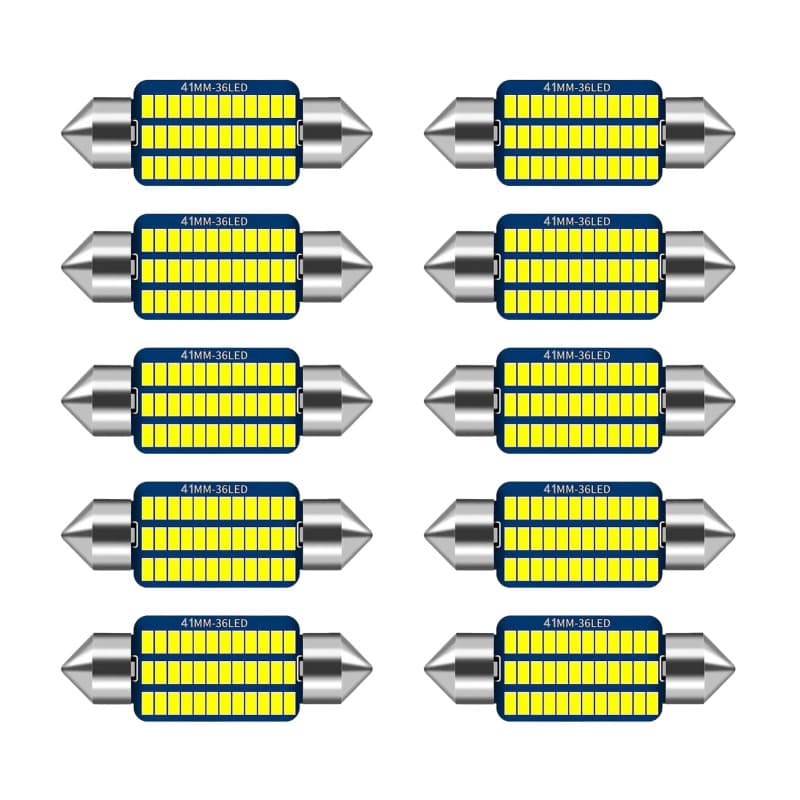 Lumitrex 10 Pièces Ampoules Navette LED 12V 41mm 42mm C5W Canbus Sans Erreur Lumière Blanche 6000K Super Brillante Ampoule LED C
