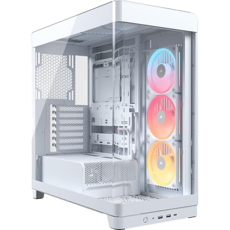 CORSAIR Frame 4500X LX-R RGB Link Boîtier PC Moyen-Tour en Verre Panoramique – Système de Fixation du Ventilateur InfiniRail, Pe