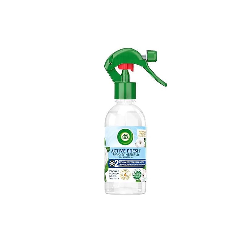 Air Wick Spray Neutralisateur d'Odeurs aux Huiles Essentielles Douceur de Coton Blanc