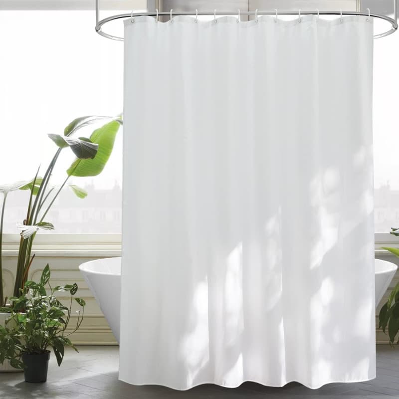 EurCross Rideau de douche extra long 220 cm de longueur - Blanc - Imperméable - Lavable - En textile - Anti-moisissure - Antibac