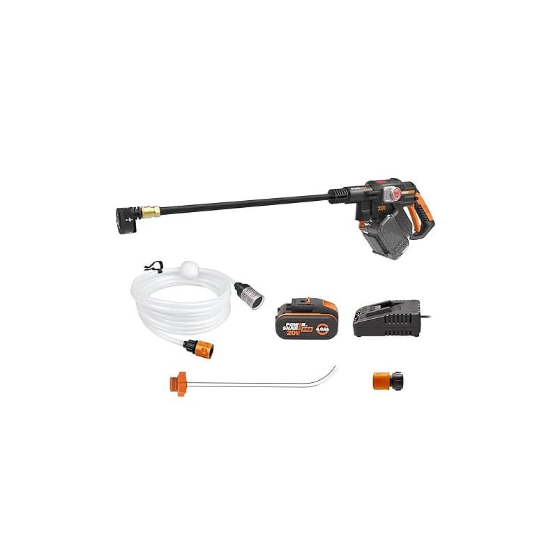 WORX Nettoyeur Haute Pression sans Fil Brushless 20V Hydroshot WG633E, Outil Mobile sans raccord d'eau Fixe, livré ave 1 Batteri