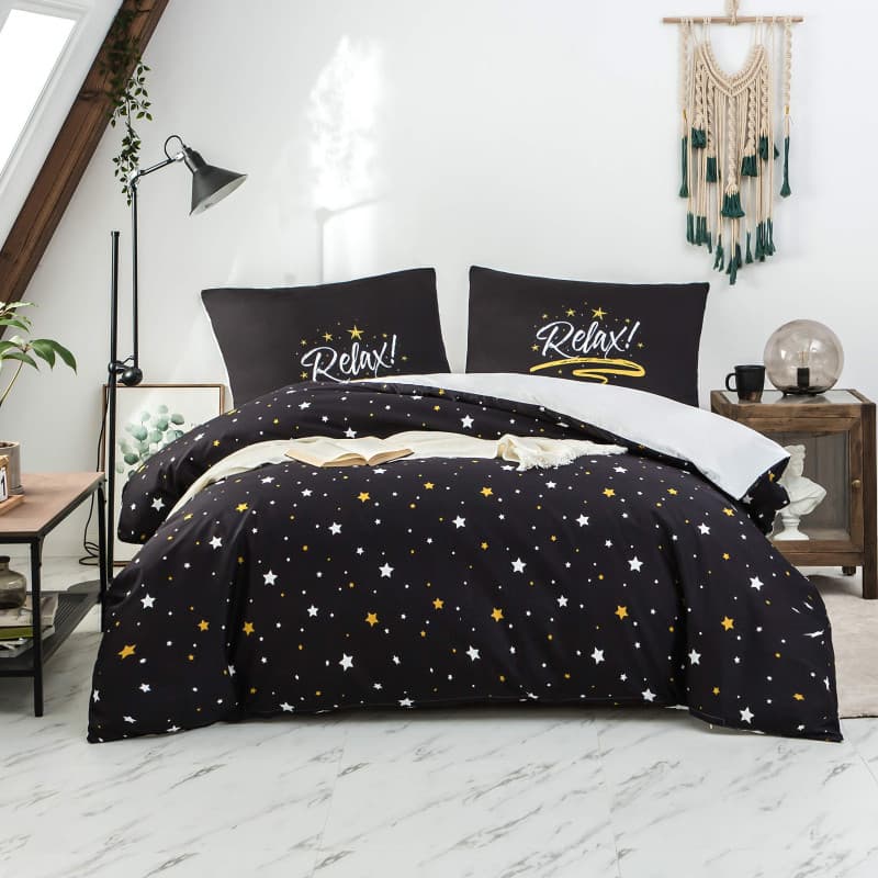 AYSW Sets de Housses de Couettes 220 x 240 cm + Lot 2 Taies d'Oreillers 65 x 65 cm Parure de lit Imprimé Etoile Multicolore 2 Pe