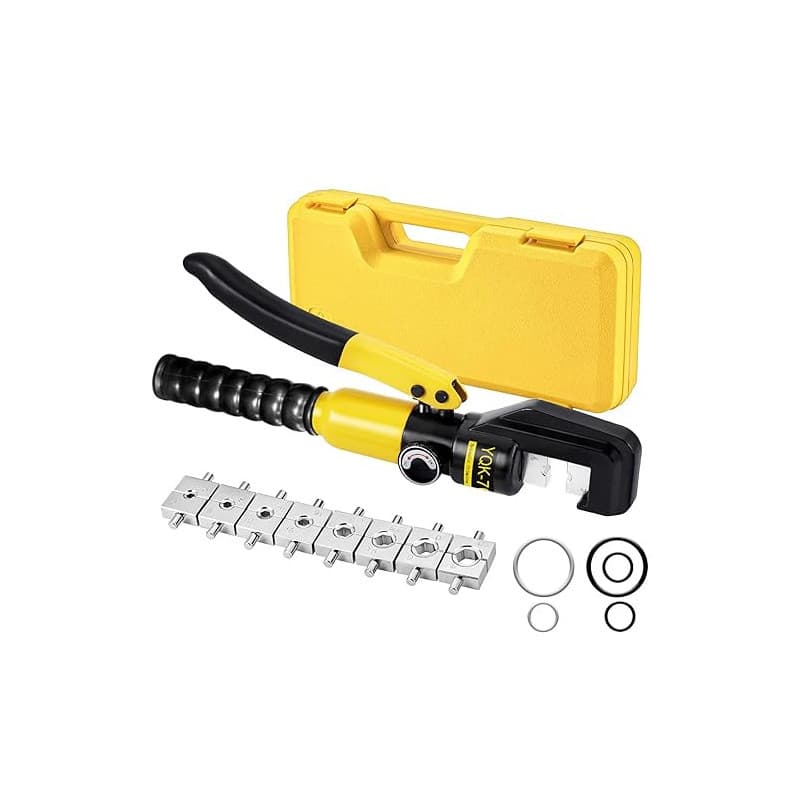 Solsop Pince à Sertir Hydraulique Pression 10T avec 9 Ensembles de Moules à Sertir 4-70 mm² pour Cosses de Câble en Cuivre et Al