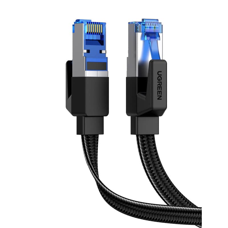 UGREEN Cat 8 Plat Câble Ethernet Réseau RJ45 Nylon Tressé 26AWG Super Débit 40Gbps 2000MHz Compatible avec PC PS5 PS4 Xbox TV Ro