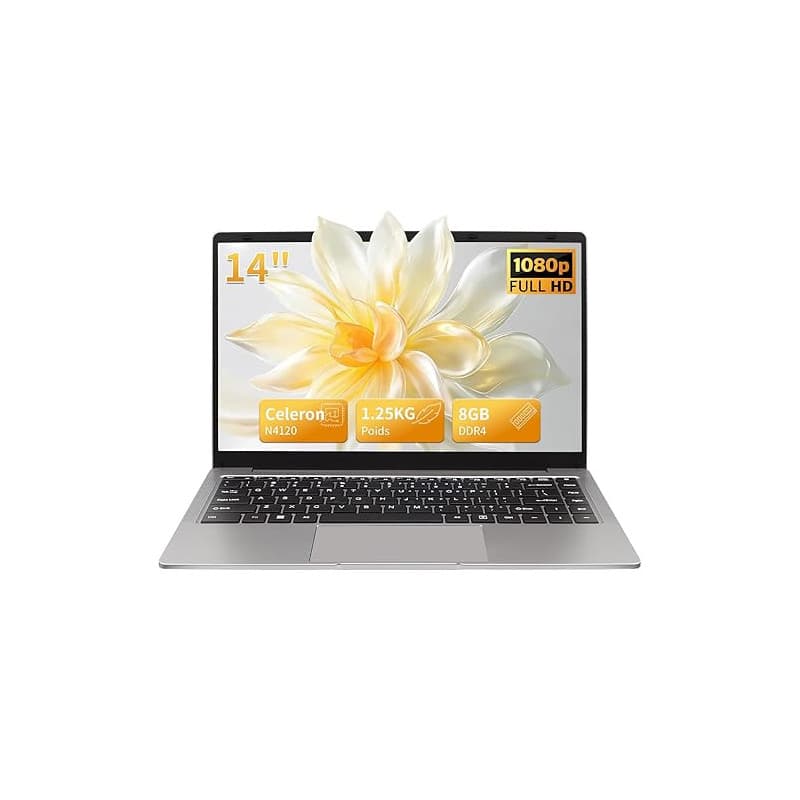 LONGEVINCE Ordinateur Portable 14 Pouces, 8 Go DDR4, IPS 1920 x 1080, Celeron N4120, avec Protection De Clavier AZERTY en França