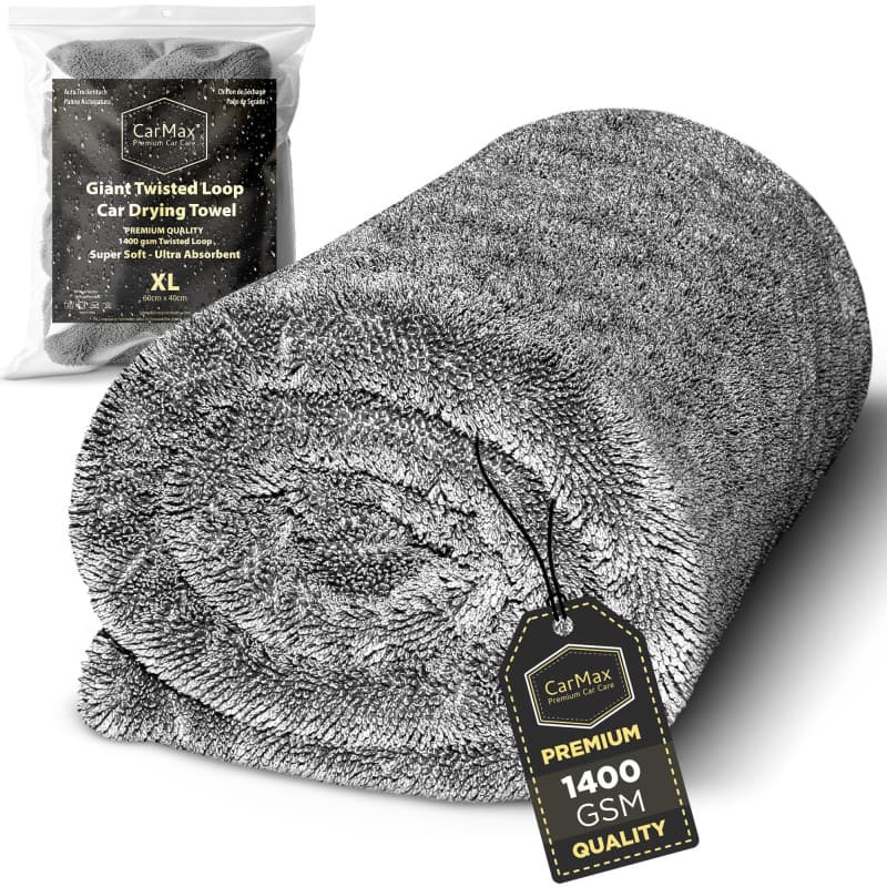 CarMax® - Serviette de Séchage Voiture en Microfibre Twisted Loop – Haute Absorption – Séchage sans Traces – Sûre pour Peinture