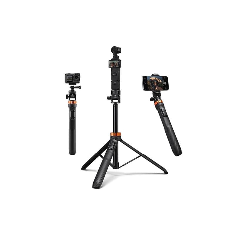 Trépied Smartphone MS27 175cm, Perche a Selfie avec Télécommande, 2 in 1 Trépied pour Appareil Photo et Caméras de Sport avec vi