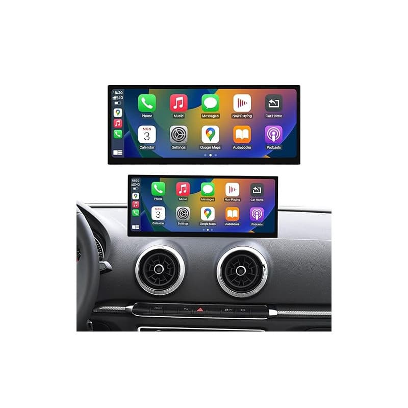 Road Top 12.3 inch Car Radio sans Fil Ecran Tactile CarPlay pour Audi A3/S3 2014-2019 Année avec MIB système, écran multimédia s