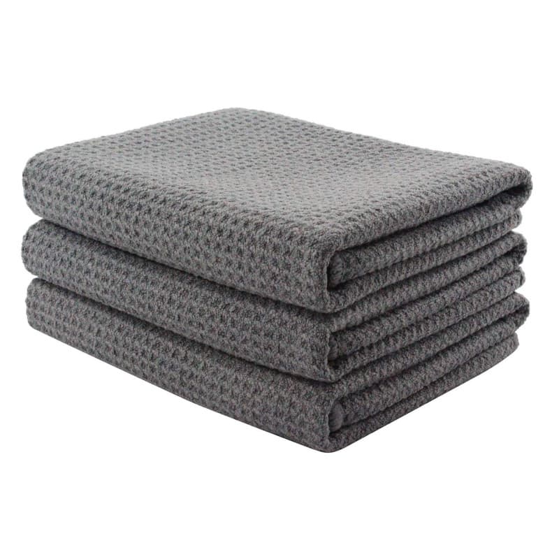 Aniease Lot de 3 chiffons de nettoyage en microfibre super absorbants à séchage rapide, Coton Polyester, gris, 40CMx60CM