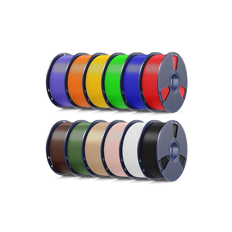 SUNLU Filament PLA+2.0 de 1kg x 12, plus solide et robuste, filament PLA PLUS de mise à niveau à haute vitesse, 1kg par bobine,