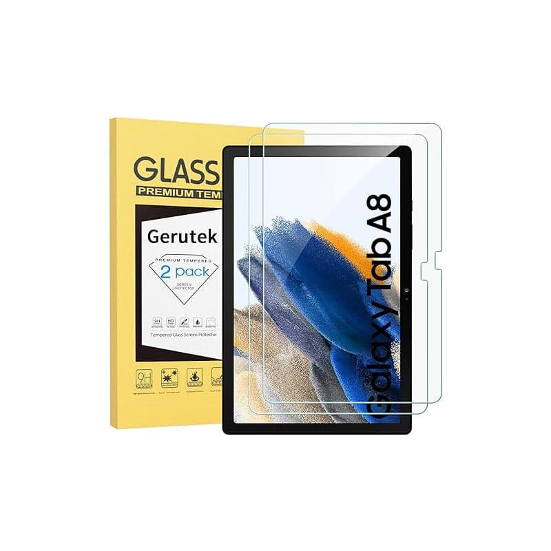 Gerutek [Lot de 2 Verre Trempé pour Samsung Galaxy Tab A8 10,5" 2021, SM-X200/X205 Protection Écran, Haute Définition, 9H Dureté