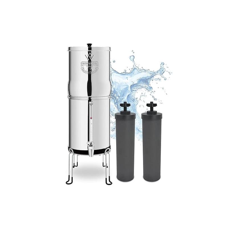 Weeplow® Neptune - Système de Filtration d'Eau par Gravité 11 Litres AISI 304 avec 2 Eléments de Purification O'Pure 2, Robinet