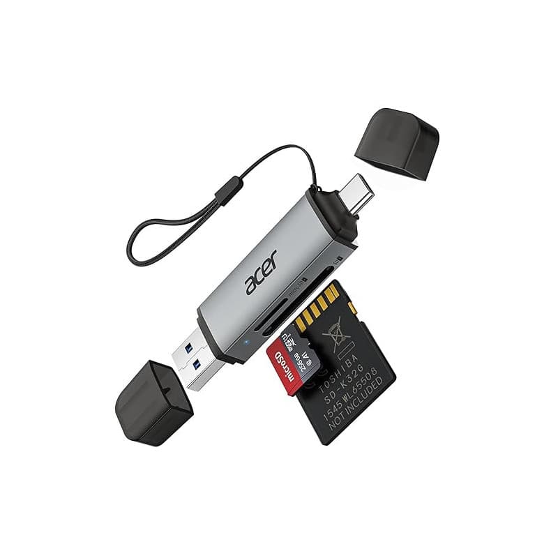 Acer Lecteur de Carte SD 3.0, SD Card Reader USB C et USB 3.0 pour SD/Micro SD/SDHC/SDXC/MMC, Compatible avec iPhone 17 Pro, Mac