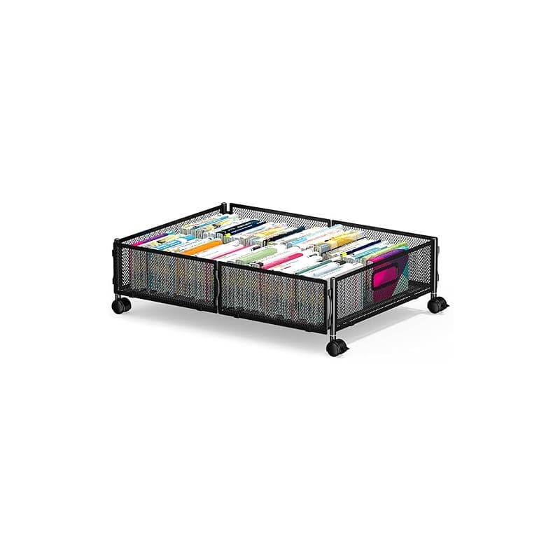 Memypers Rangement sous Le Lit, Conteneurs de rangement sous lit avec roulettes,Tiroir de Rangement Pliable en Métal sous Le Lit