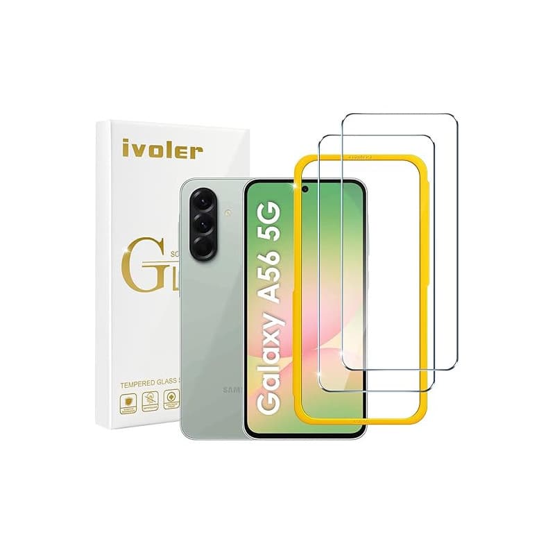 ivoler Verre Trempé pour Samsung Galaxy A56 5G Installation en 30 Secondes, Outil d'Installation Facile, Protection d’écran en 9