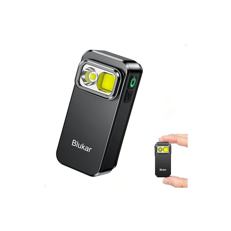 Blukar Lampe Torche LED Rechargeable, Mini EDC Lampe de Poche à Clip LED Ultra Puissante, 3 Sources de Lumière, 5 Modes, Longue