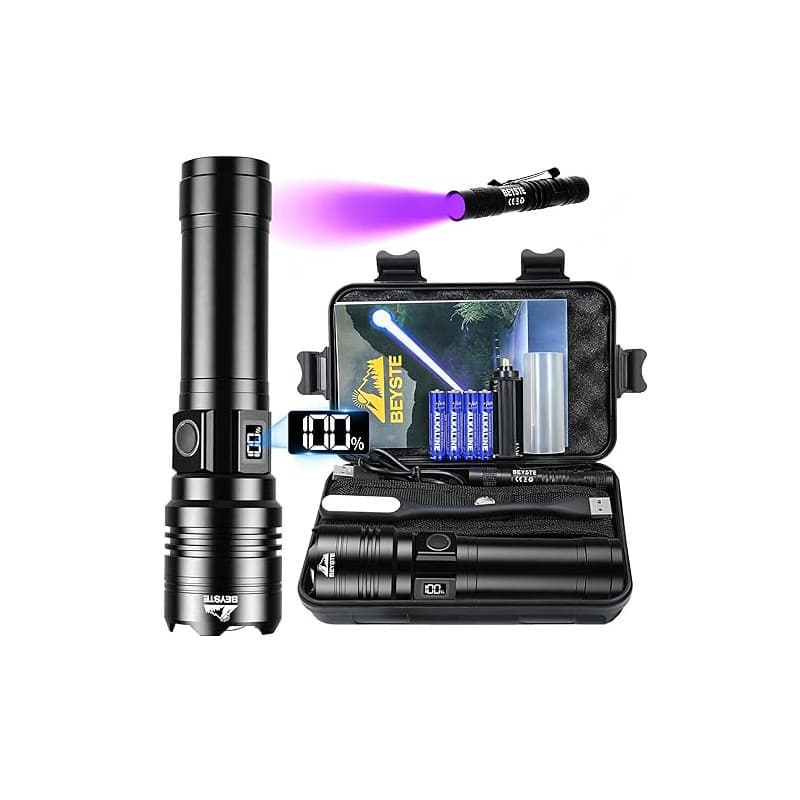 BEYSTE Lampe Torche LED Ultra Puissante, 1000000 Lumens Lampe De Poche, Lampe Torches Rechargeable USB, Lampe De Poche LED Ultra