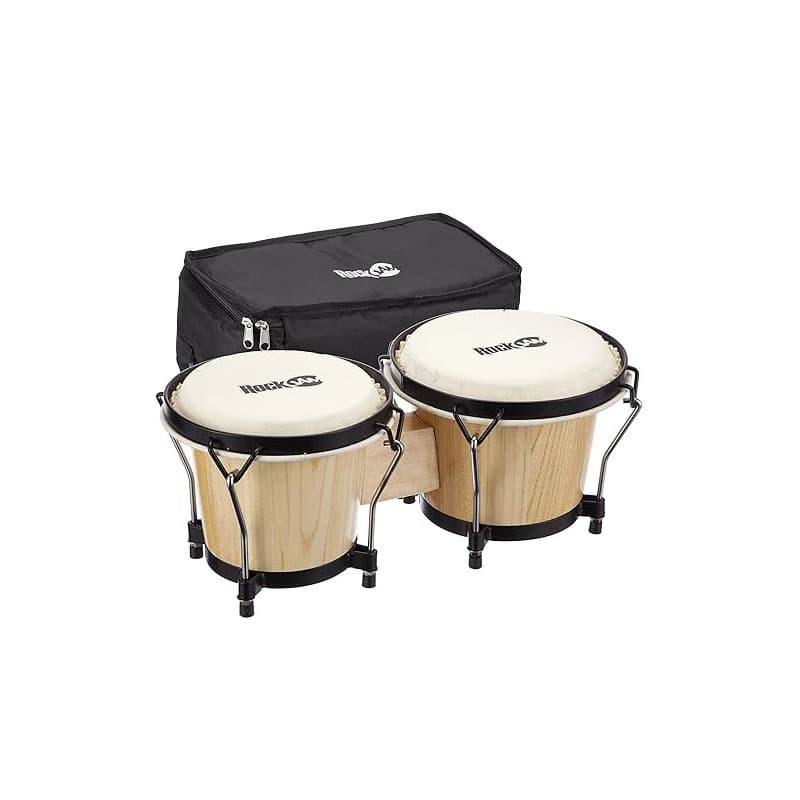 Rockjam RJ-100300 7 "et 8" Bongo sertie de sac rembourré et clé de réglage naturel