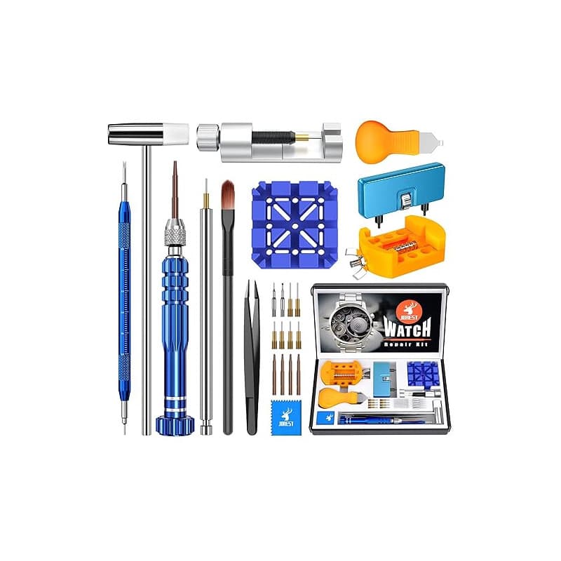 JOREST Kit Outil Montre,Kit Changement Pile ,Chasse Goupille ,Outil Montre Bracelet,Tournevis Reparation,Ouvre Boitier,Montre De