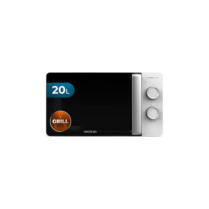 Cecotec Micro-ondes Proclean 3110 Flatbed. Capacité 20L, 700W, 6 niveaux ajustables, grille de 800W, cavité plate pour grands pl