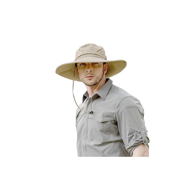 ZLYC Chapeau Boonie à Large Bord imperméable pour Homme - Chapeau de Soleil d'extérieur - Protection Solaire