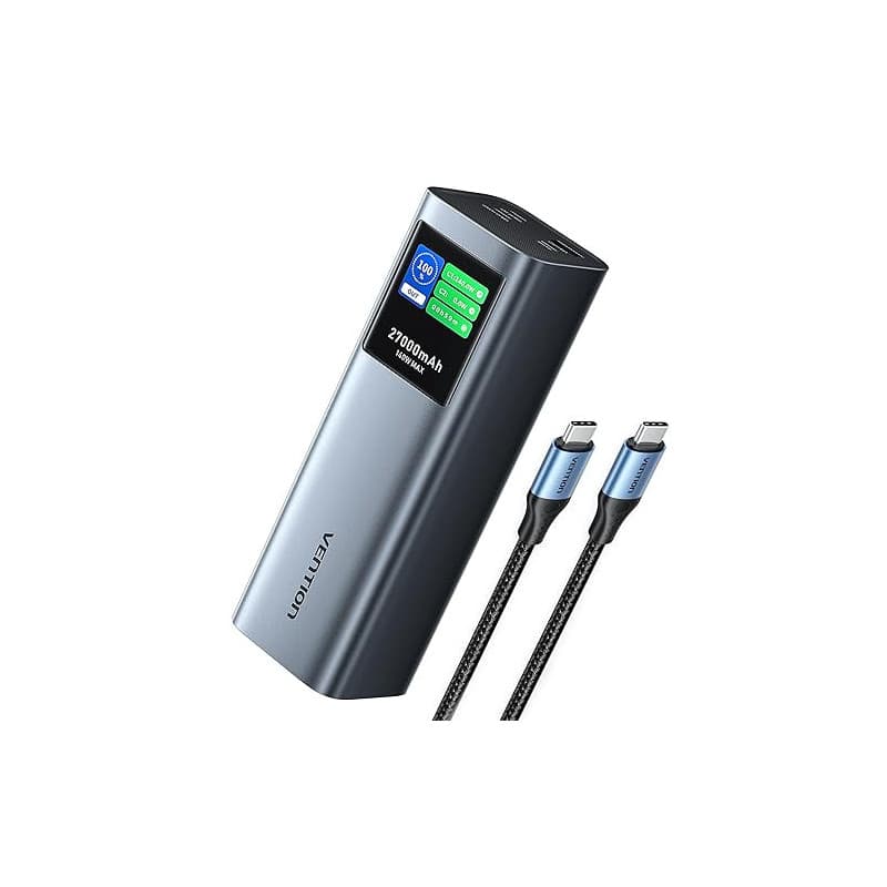 VENTION Batterie Externe 27000mAh, Power Bank 140W PD3.1 3 Ports avec Écran Numérique Intelligent, Chargeur Externe Compatible M