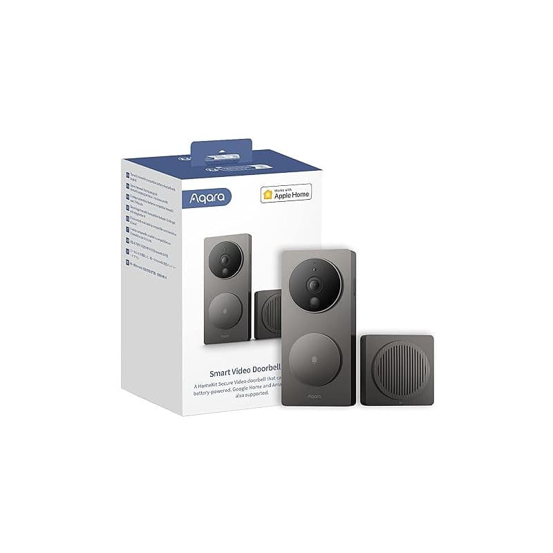 Aqara Sonnette Vidéo G4 avec Carillon, Sonnette sans Fil ou Filaire, Reconnaissance Faciale et Automatisation,WiFi 2,4GHz, 1080p
