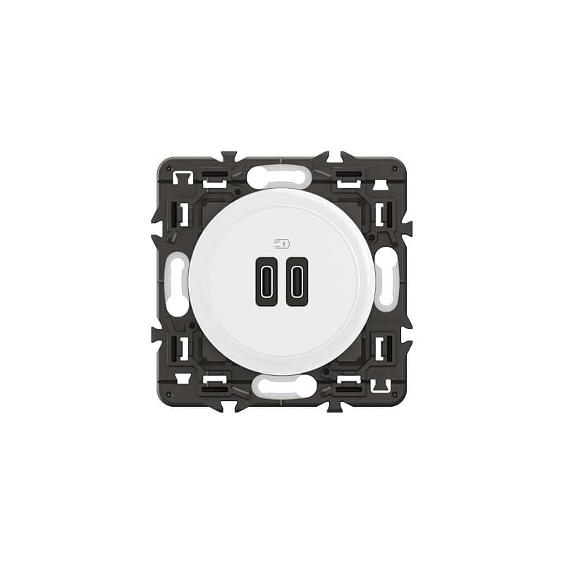 LEGRAND - Prise USB-C Double Céliane - 2 Ports USB-C 3A/20W - Recharge Tous Types d'Equipements Electroniques - Prêt à Installer