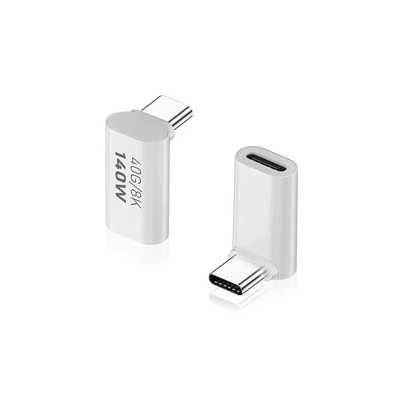 Duttek USB C à 90 degrés Adaptateur, USB C mâle vers Femelle PD 140W avec Affichage vidéo 8K@60Hz, Compatible avec Thunderbolt 4
