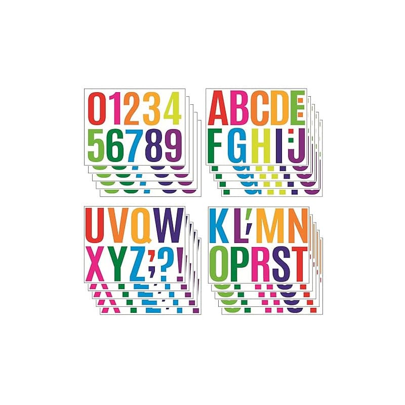 16 Feuilles Autocollants Lettres et Chiffres Colorés, Grandes Lettres Adhésives de 10 cm, pour Décoration Poster Boîte aux Lettr