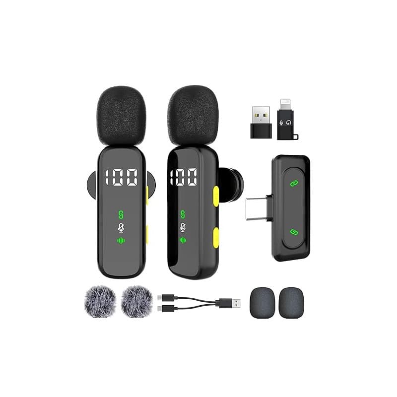 Microphone cravate sans fil avec écran LED, mini micro-cravate, microphone sans fil pour iPhone, Android, iPad, pour l'enregistr