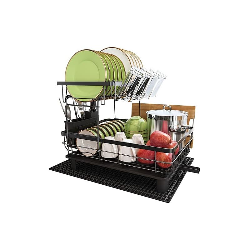Boosiny Egouttoir Vaisselle, Egoutoire Vaisselle Cuisine en Acier Inoxydable Grand Format avec Porte-Gobelets, Égouttoir à Vaiss