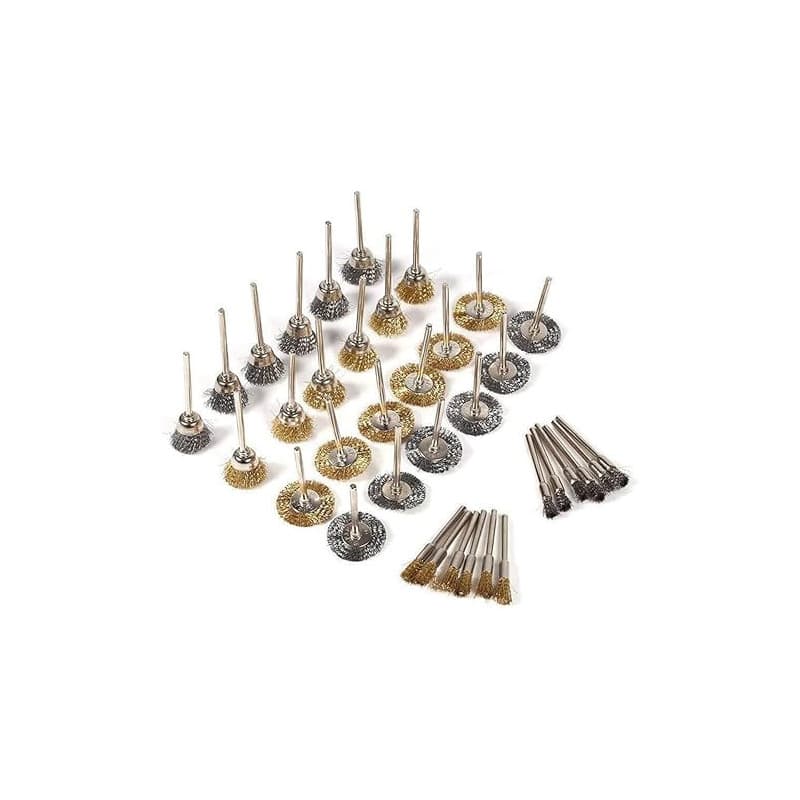 Hsthe Sea Outil Rotatif de Polissage en Acier et Laiton, Brosse métallique, Brosse en Acier, Tige de 1/8 "(3mm) pour Accessoires