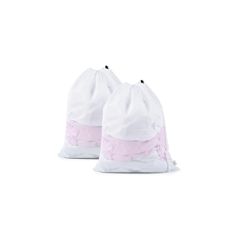 OTraki 2 pièces Grand Filet à Linge, 50 x 60 cm Sac à Linge Réutilisables en Maille Fine avec Cordon de Serrage, Blanc Sac a Lin